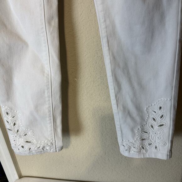 Bob Timberlake Jeans White Embroidered Ankle skinny Eyelet Cutout sz 4 - Picture 3 of 8